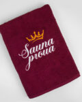 Tikandiga bordoopunane saunalina Sauna proua