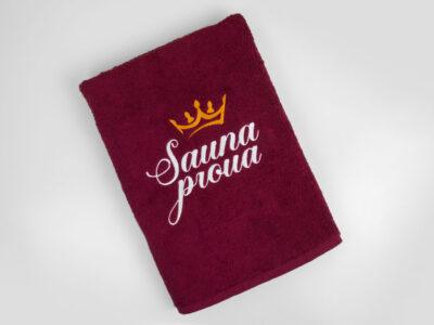 Tikandiga bordoopunane saunalina Sauna proua
