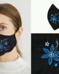 Rahvusliku tikandiga mask sini must valge toonides